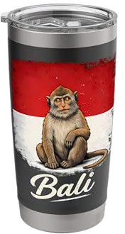 Bali Monkey Indonesia Flag Stainless Steel Insulated Tumbler