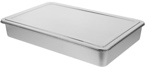 Beavorty Molde Rectangular con Tapa Hermética para Hornear de Acero Inoxidable Bandeja para Pasteles y Guisos 43x28x6 Cm, Apto para Horno Tostador y Almacenamiento en Cocina Doméstica