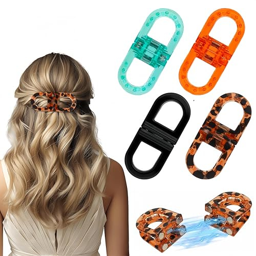 Set de 4 Pinces à Cheveux Magnétiques Antidérapantes pour Femmes, Hair Clip 2 en 1 sans Couture, pour Cheveux Épais et Fins, Accessoires de Coiffure pour Maintien Fort au Quotidien