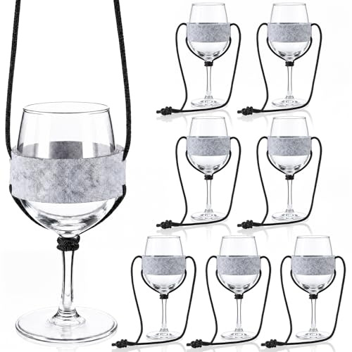 Hestya 8 Piezas Portavasos de Fieltro para Colgar Portavasos Portátil para Festivales Soporte Colgante Ajustable para Copas Para Fiestas Cumpleaños Navidad y Picnics(Gris, 33,5 x 3 x 0,3 cm)