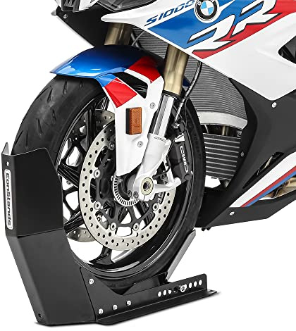 ConStands Easy Transport Fix - Motorcycle Stand compatible with Yamaha MT-125 Black Paddock Front Wheel Chock Transport Universal
