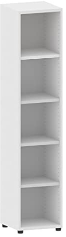 Dila GmbH Eigentlich Holzregal Aktenregal 5 Fächer, 183x40x40cm, Weiß | Regal Standregal Bücherregal Büroeinrichtung Büromöbel, höhenverstellbare Regalböden, Made in Germany