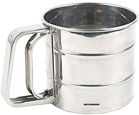 TRIXES Tamiz/Colador de Acero Inoxidable - para Harina, Cacao Y Azúcar Glasé - Operación con una Sola Mano – Puesta en Funcionamiento Manual