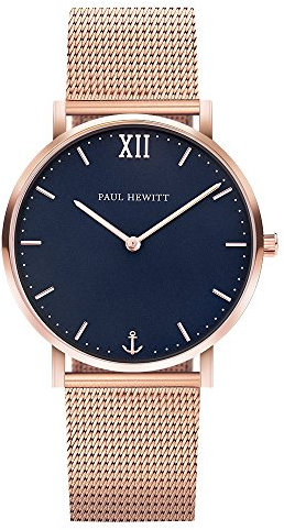 Paul Hewitt Reloj de muñeca para Mujer en Acero Inoxidable Sailor Blue Lagoon - Reloj de Mujer con Correa de Acero Inoxidable, Reloj de muñeca para Mujer en Oro Rosa con Esfera Azul