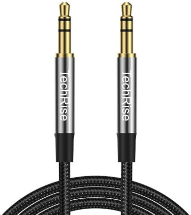 TechRise 3.5mm Audio Aux Cable1.5m Nylon Braided Stereo Jack for Headphones, iPod, iPhone, iPad, Car, Soundbar, TV, PC, Speaker - Superior Sound TRS Cord