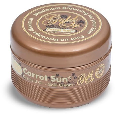 Carrot Sun Tanning Accelerator – 350ml Gold Tanning Gel – Natural Extract Sun Cream Dark Tanning Lotion for All Skin Types – Tan Lotion with Almond Oil for Even Beautiful Skin Coloring – SPF0
