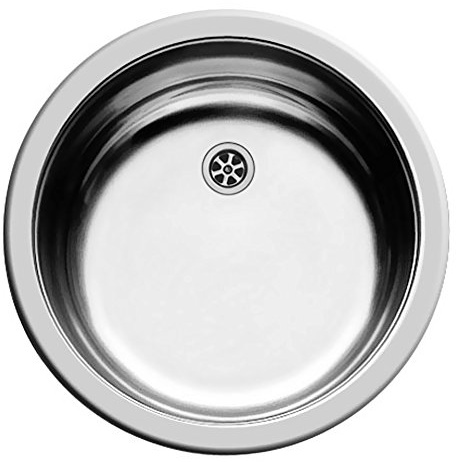 PYRAMIS Clean & Care Rundbecken Spüle ohne Überlauf Edelstahl poliert/Ausschnitt Ø 430 mm/Edelstahlspüle rund/Spüle