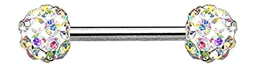 Beyoutifulthings Kristall-Kugeln Brustwarzen-Piercing - Intim- und Brust-Piercing Edelstahl Zirkonia in Vielen Farben 1,6mm 14mm