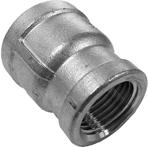 Reduzier Muffe Verbinder Kupplung aus V4A Edelstahl 1 1/4 x 1 Zoll IG x IG reduziert Innengewinde Innendurchmesser 39 x 30 mm Gewinde Fitting Trinkwasser geeignet Reduzierung