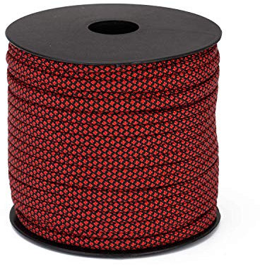 MOOCY Paracord Fallschirmschnur mit 7 Strängen, 250 kg, Mil Spec Typ III – 50 m Spule geflochtene Schnur, Rot