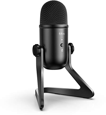 FIFINE USB Podcast Microphone for Recording Streaming, Condenser Computer Gaming Mic for PC Mac, Headphone Output&Volume Control, Mic Gain Control, Mute Button for Vocal, YouTube (K678)