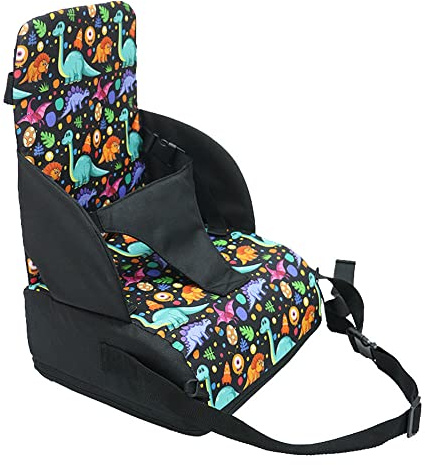 Kinder Sitzkissen Sitzerhöhung Stuhl, Fansu Baby Tragbar Sitzkissen Sicherheit Design Verstellbar Zerlegbar Kleinkinder Esszimmerstuhl ErhöHen Pad Esszimmer Boostersitze (schwarzer Dinosaurier)