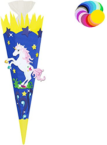 alles-meine.de GmbH Bastelset - Schultüte Farbe & Größe wählbar 70/85 / 100 cm - Einhorn - Farbe frei wählbar - Bastelschultüte - Zuckertüte zum selber Basteln Bemalen Bekl..