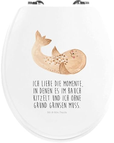 Mr. & Mrs. Panda Motiv WC Sitz Robbe Liegen - Geschenk, Tiermotive, lustige Sprüche, Robben, Gute Laune, WC-Sitz, Meerestier, Tiere, Toilettendeckel,