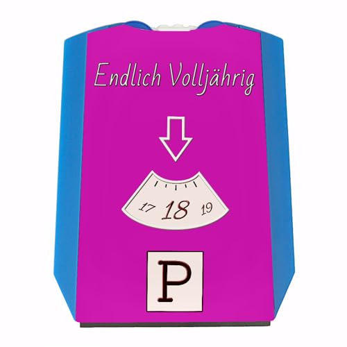 Endlich volljährig Parkscheibe in Pink Geschenk zum 18 Geburtstag eigenes Auto Freunde über 18 erwachsen praktisch mit Eiskratzer und Wasserabstreifer Party Mitbringsel
