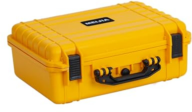 MEIJIA All Weather IP67 Waterproof Hard Protective Case, Hard Camera Case with Customizable Foam,Perfectly Protection of Camera, Drones, Pistols, Equipments,18.5 x14.06x6.93inches (Yellow)