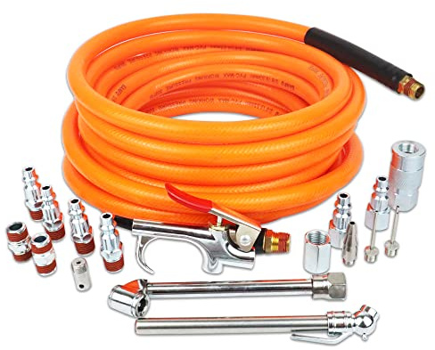 MELPRISU 17 Pieces Air Tool Kit 3/8 X 25ft PVC Air Compressor Hose Kit Air Compressor Accessories Kit