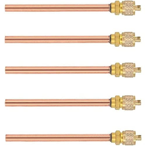 Greluma 5 piezas válvula de acceso de servicio 1/4'' SAE x 1/4'' OD x 4'' Núcleo de vástago Refrigeración AC