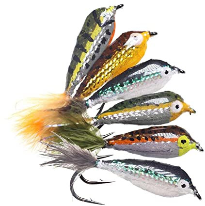 Folpus Eisangel Jigs für Forellenbarsche, Jig Köder mit Feder Set, Jig Haken, Meerforelle, Elritze, Streamer Fliege, 6 Stück Mischung