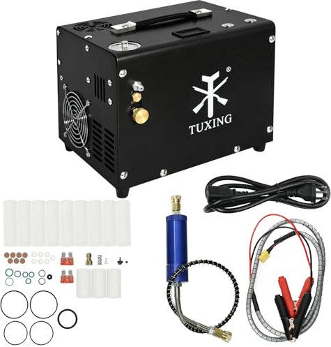 TUXING 4500Psi PCP Air Compressor,Auto-Stop&Set-Pressure Version,Oil/Water-Free with Air Filter,for Air Rifles/Airguns Scuba Tank