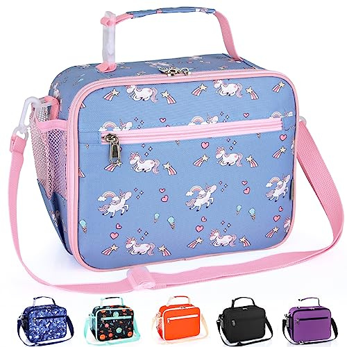 Homtibrm Lonchera aislada, bolsa de almuerzo para niños con correa ajustable, bolsa de almuerzo impermeable para adultos, niños, niñas, trabajo, escuela, picnic (poni pequeño)