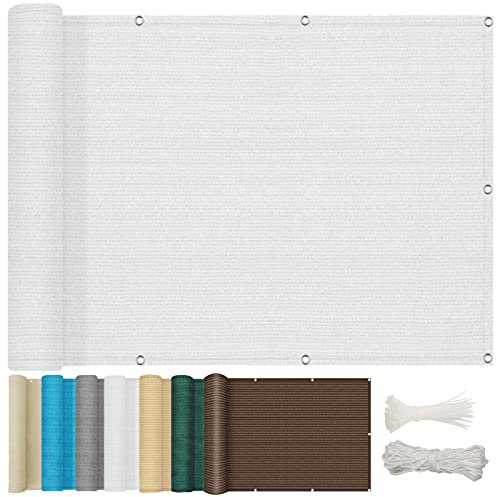 NINGBAI Pantalla de Privacidad 110 x 450 cm Pantalla de Valla, Toldo Lateral Cubierta de Balcón Resistente al Viento Ocultación para Jardín Terraza, Blanco