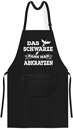 OM3® Das Schwarze kann man abkratzen - Grill-Schürze - Parodie - BBQ Küchenschürze für Erwachsene Unisex