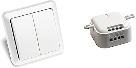 Intertechno Smart Home ITW 852 Funk Wandsender weiß 2 fach 2 Kanal & Funk Einbauschalter Ein/Aus CMR-2000, 49 x 28 x 25 mm