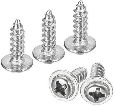 QUARKZMAN 100 Stück Linsenkopfschrauben Holz, ST3.5x12x7.5mm Kreuzschlitzkopf Selbstschneidende Schraube mit Unterlegscheibe - 304 Edelstahl Voll Gewinde Flachkopfschrauben (Silber)
