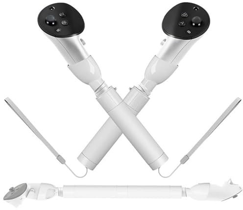 VR Controller Extension Grips Golf Club Game Long Arms Handle Accessories Compatible with Quest3 VR Gorilla Tag Beat Saber Long Stick Handle Attachments (Light Grey)
