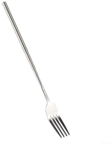 DAZZLEEX Fourchette télescopique en acier inoxydable 6 sections pour barbecue et dîner - Réglable - 22,1 à 64,5 cm