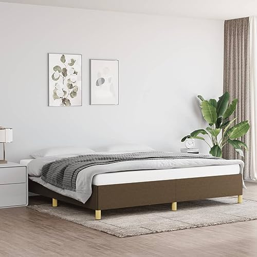 Tino Tech Letto imbottito moderno, King Size, 200 x 200 cm, Struttura per letto degli ospiti, Colore Marrone Scuro, Tessuto (100% Poliestere), Legno