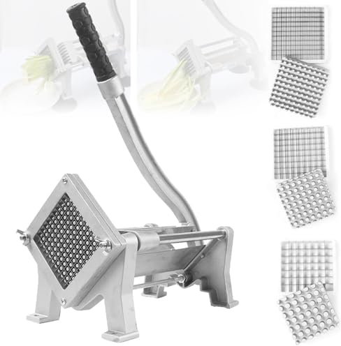 TAHALI Coupe-Frites de Pommes de Terre, Coupe-Frites Professionnel avec Lames en Acier de 8/10/12 mm, Hachoir à légumes et Fruits Commercial, pour Oignon, Carotte, Concombre