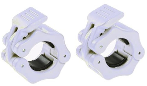 GW Tech Barbell Clamps 1 inch, Exercise Collars 1(25mm) Quick Release Pair of Locking Collar Clips for Workout Weightlifting Fitness Training (White)