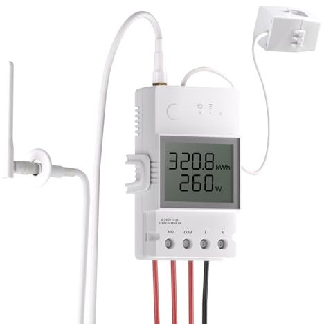 SONOFF POW Ring Smart Power Meter with LCD Screen, Smart Switch with Power Monitoring Overload Protection Remote Control Voice Control, Compatible with Alexa/eWeLink Web, Maxload 100A, POWCT