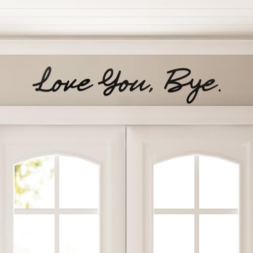 Love You Bye Wood Above Door Signs, 5mm Ply Wood Hallway Decor, Black Wall Art Love Letters Sign for Home Comes with Double Sided Sticky Dots