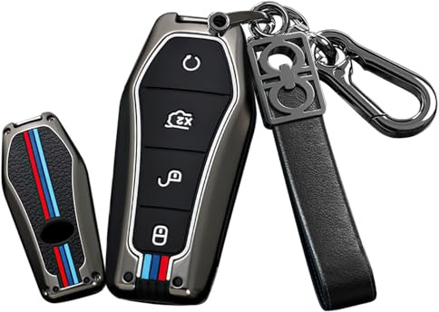 HIBEYO Keyless Autoschlüssel Hülle passt für BYD Schutzhülle schlüsselhülle Abdeckung für BYD Atto 3 Dolphin Han Tang Yuan Song Qin Schlüsselbox Schlüsselring Fernschlüsselkasten 4Tasten-B Schwarz