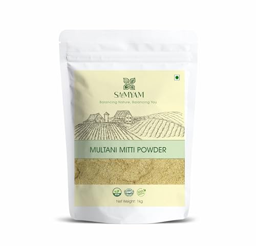 SAMYAM Poudre nettoyante visage Multani Mitti - 1 kg | Terre à foulon, argile bentonite, argile cicatrisante indienne