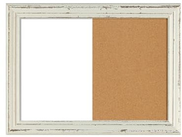 DLAZUM Pizarra Blanca Pequeña Combinación De Tablón De Anuncios De Corcho, Tablero De Mensajes Enmarcado Retro -Montado En La Pared para El Hogar, La Escuela, La Oficina, El Dormitorio-30X40CM