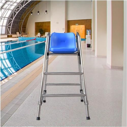 AviiSo Escalera para Piscina Acero Sillas de salvavidas de suelo para piscinas exteriores/interiores, Taburete de bar de acero inoxidable con orificio para parasol con gancho para asiento(Size:H 120cm