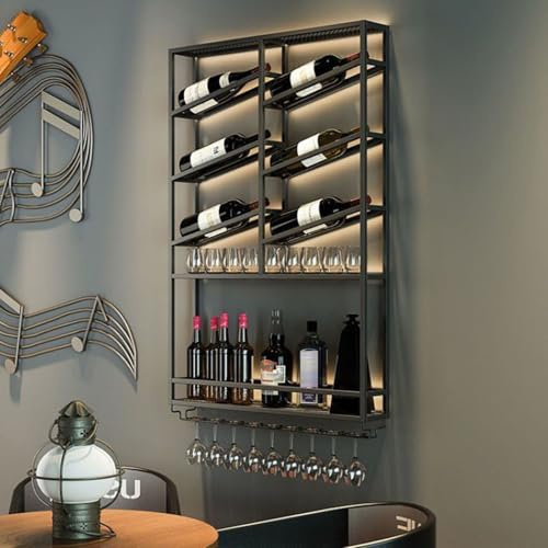 Portabottiglie da Parete,Espositore per Vino Scaffali Portabottiglie Decorativo,Creativa Della Decorazione dell'armadietto,Portabottiglie da Parete in Ferro Battuto,Bar Cantinetta da Cucina Espositore