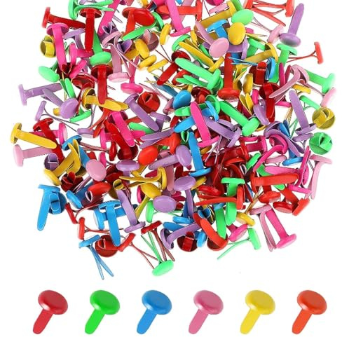 Namvo 200 Piezas de Pasador de botón de Papel, Pasador de chaveta Multicolor, álbum de Recortes Circular, Pasador de chaveta para Manualidades de Papel, álbum de Recortes de Estampado, Suministro