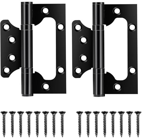 Acooruiteng 2 Stück Scharniere Klappbar Klein 105mm × 49mm Türscharniere Edelstahl Scharnier Schwarz Klavierband Door Hinges Türscharnier Türband mit 16 Stück Schrauben für Türen Fenster Schränke