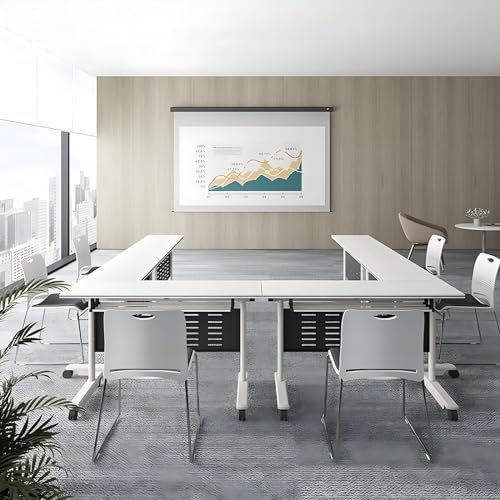 Besprechungstisch - Konferenztisch - Schreibtisch Klappbar, Faltbarer Mobiler Schulungstisch Mit Klappplatte Fürs Büro, Konferenzraumtisch Mit Leisen Feststellrollen, Konferenztisch Fürs Büro(2PCS)