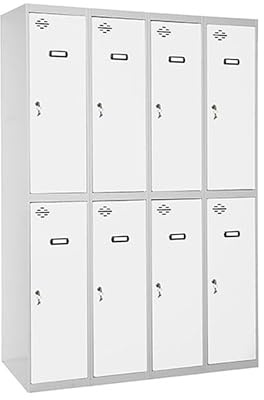 Simon Rack Taquilla Vestuario 2 Puertas 1800x1200x500 mm - Simonlocker | 3 Módulos, Incluye 2 Llaves, Gris/Blanco, Pintura anticorrosión