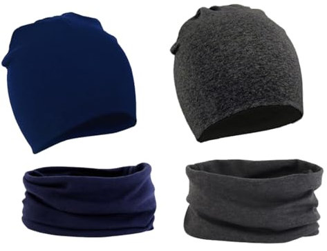 QOCUILC 2 Stück Baumwolle Warme Strickmützen und Schals für Baby Herbst，Kinder Schal Schlauchschal Set，Weiche Baumwolle Warme Strickmützen und Schals für Baby，fur Frühling Herbst Winter