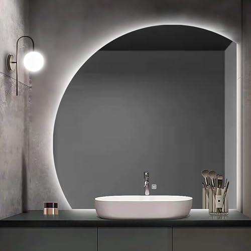 JSLJDM Specchio led bagno, Specchio bagno con luce, Specchio Da Bagno A Semicerchio Con Taglio Sinistro/destro,specchio semicerchio con led,Antideflagrante