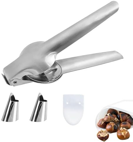 Azlanway Cortador de castañas, Acero Inoxidable Cortador de castañas Pinza para castañas Cuchillo Cortador de castañas abridor de castañas Cortador de castañas Cascanueces para avellanas, nueces