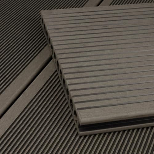 HORI BPC Terrassendiele XXL Grau | Terrassenplatten | beidseitig verwendbar | Terrassenboden | Dielen | BPC Holzfliesen | Terrasse Garten Balkon | Hohlkammer | Dielenlänge: 2900 x 250 x 25 mm