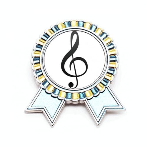 Schwarze Musik-Brosche Notenschlüssel mit weißer Anstecknadel, M, Metall